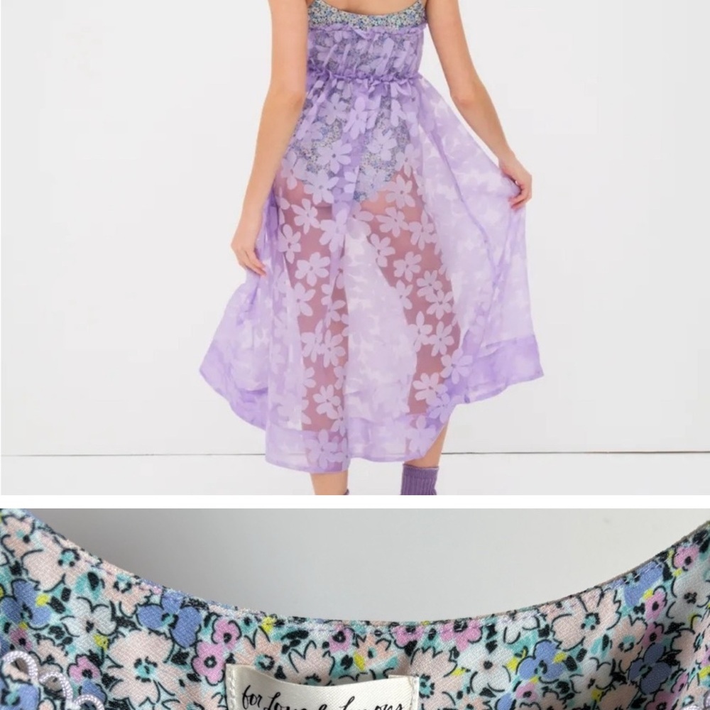 For Love And Lemons Purple Floral Midi Dress